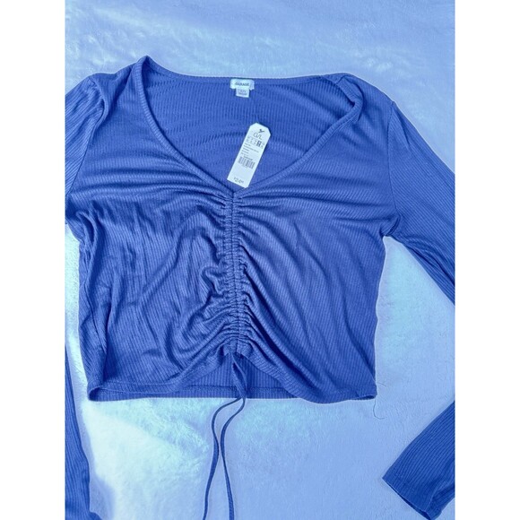 Garage Womens,black ruched front tie cropped long sleeve top Size L - Picture 1 of 8